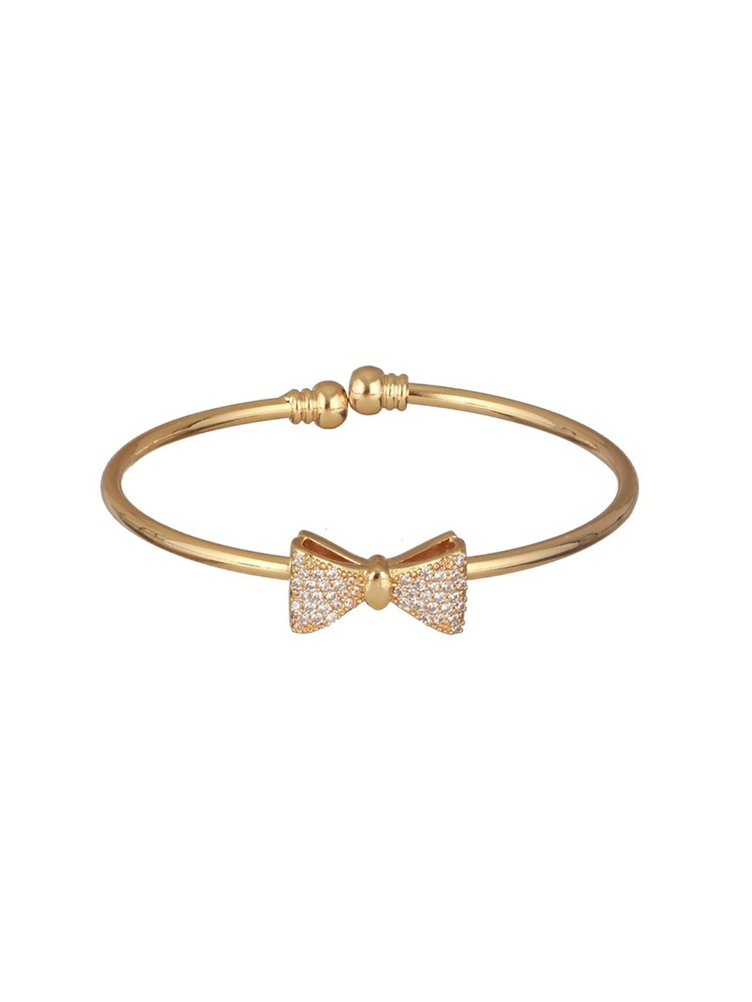 Prita by Priyaasi Studded Bow Gold-Plated Cuff Bracelet