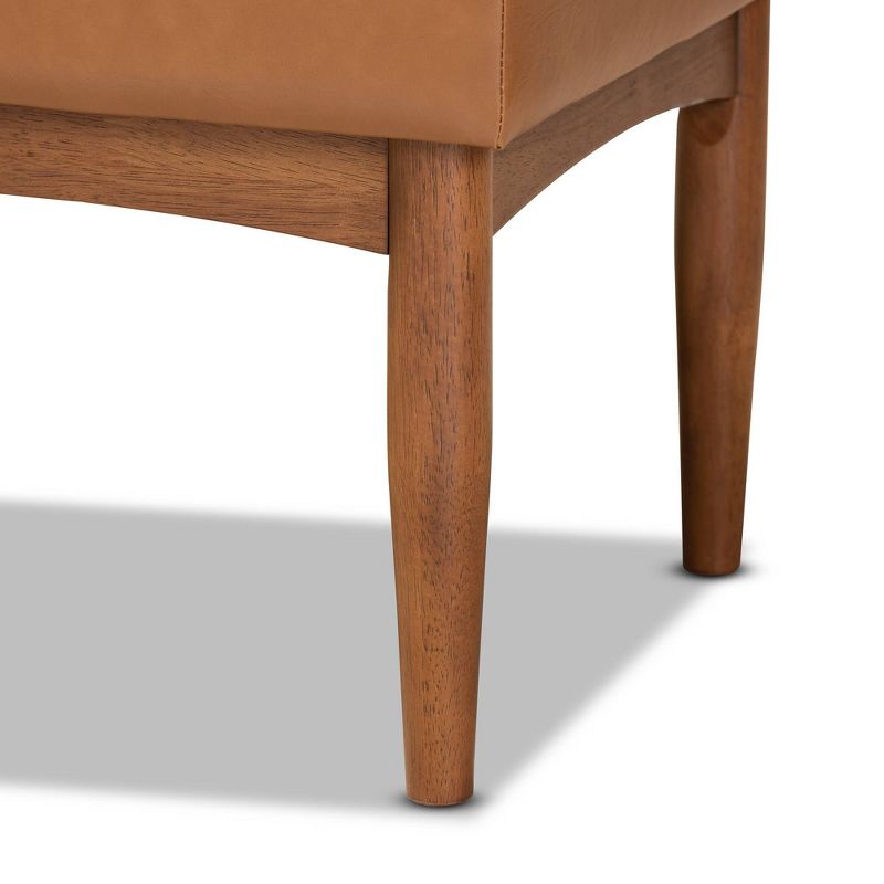 Sanford Tan Wood Dining Ottoman Walnut Brown - Baxton Studio