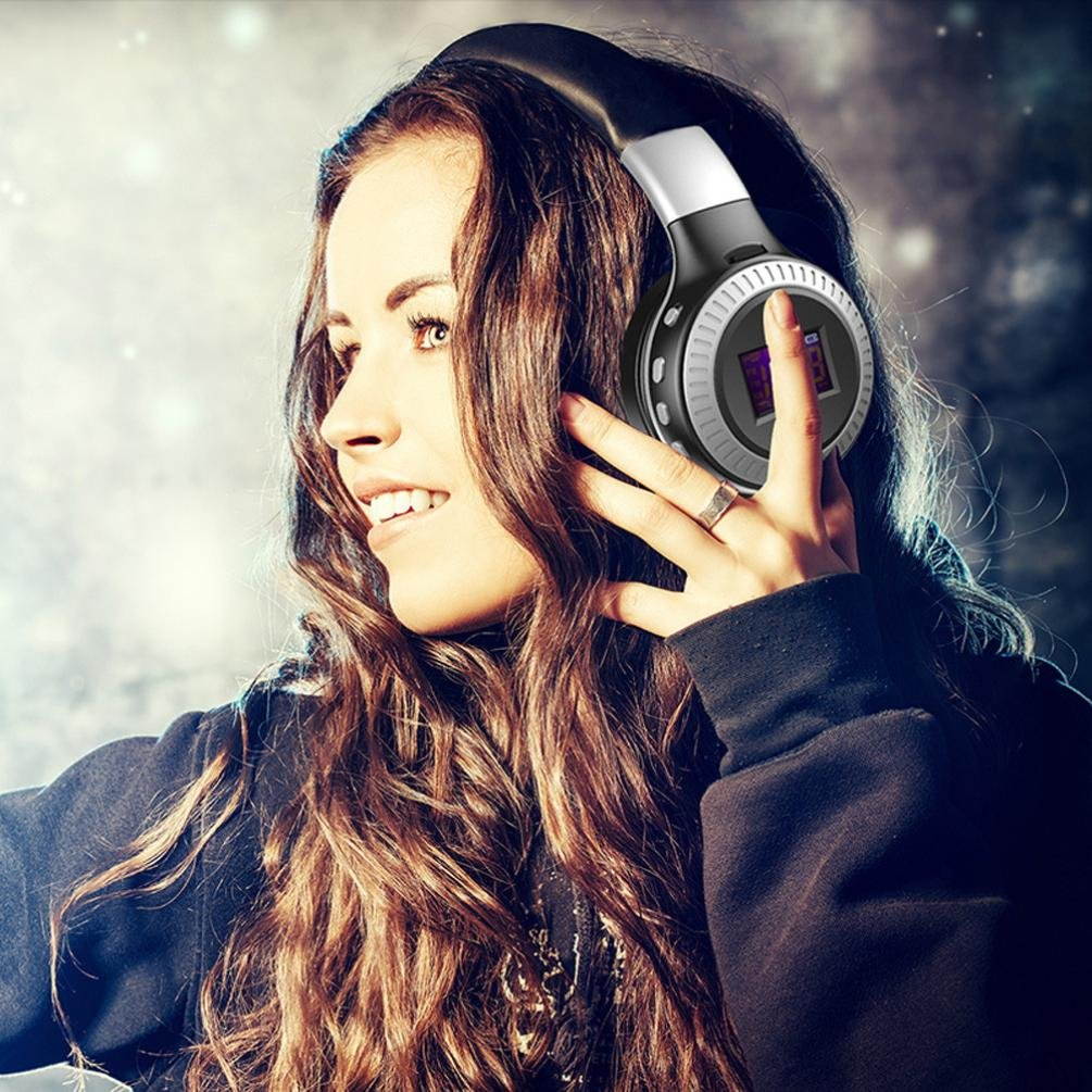 B19 Bluetooth Headphones for Mobile Phone/Tablet PC/Notebook, Over-Ear Microphone Wireless Headphones LCD Display with Mic FM Radio