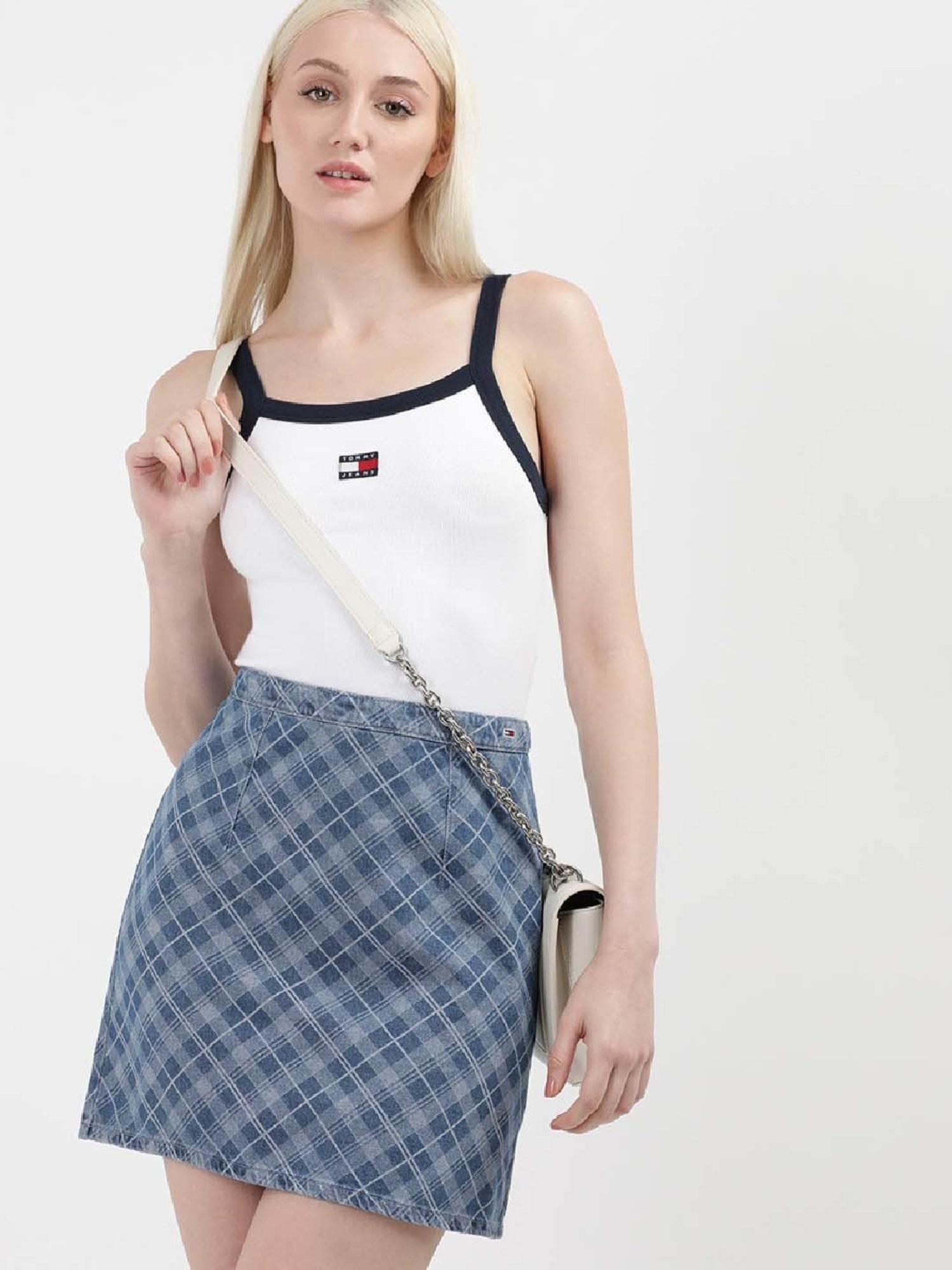 TOMMY HILFIGER White Cotton Logo Patch Work Top