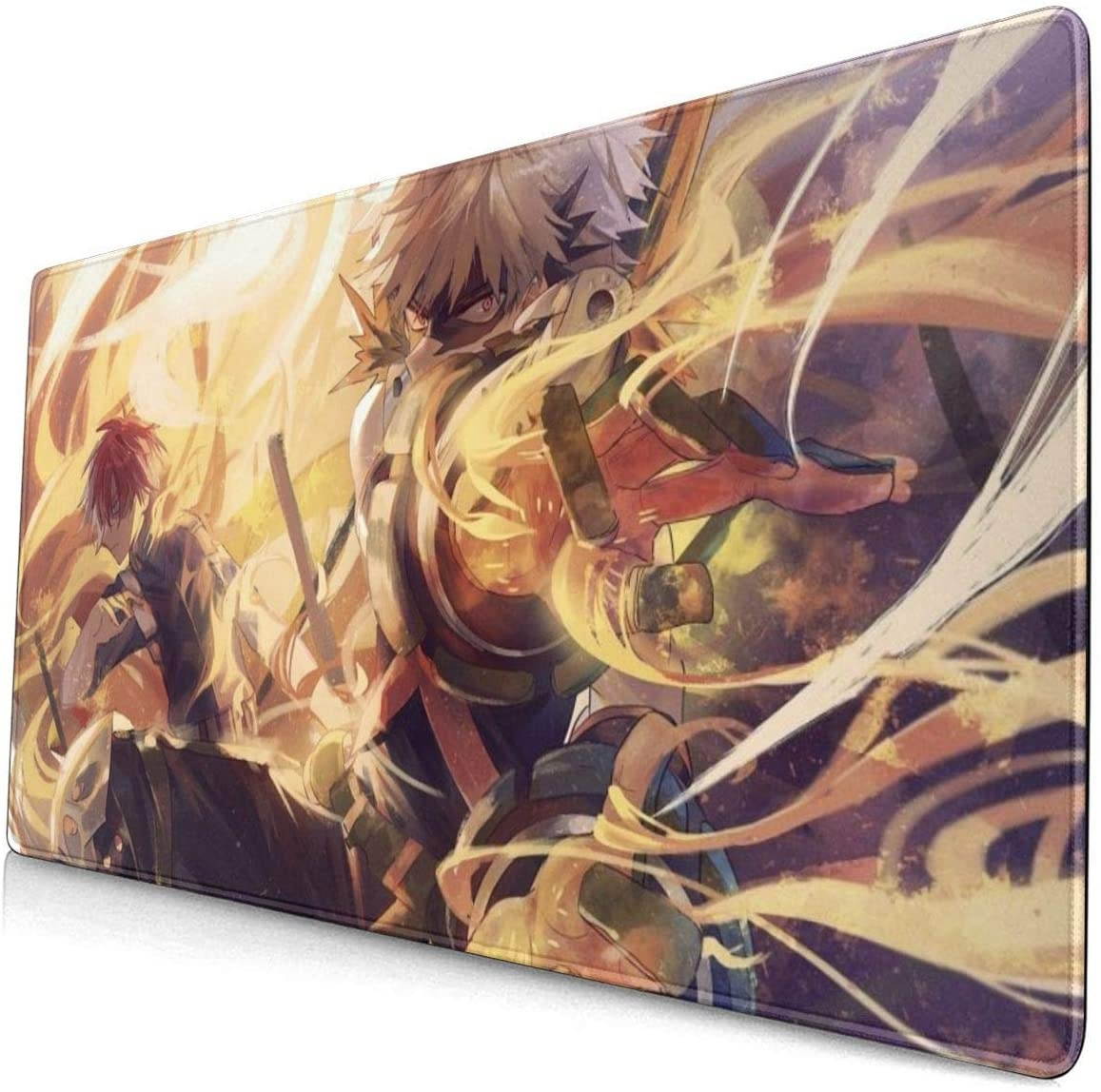 Katsuki Bakugo Shoto Todoroki My Hero Academia Large Gaming Mouse Pad Durable Stitched Edges Non-Slip Rubber Base 15.8x29.5 Keyboard Pad Desk Pad for Desk Cover, Computer Keyboard, Pc, Laptop
