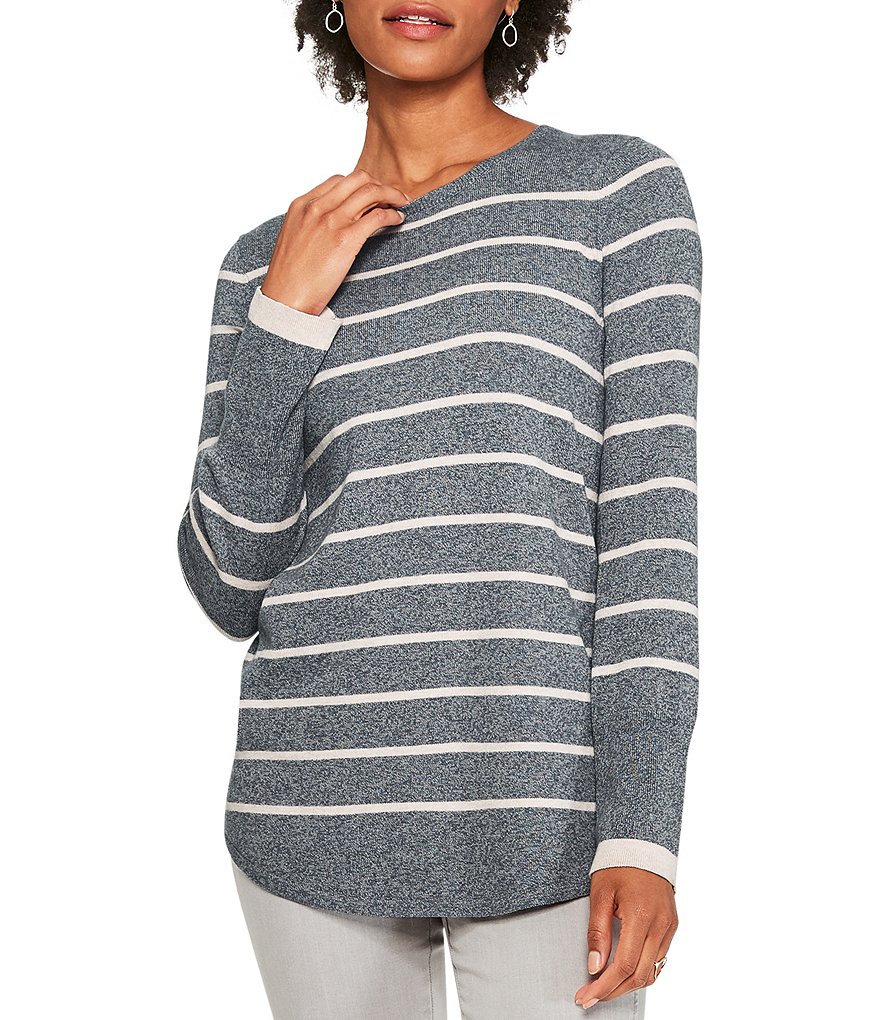 NIC + ZOE Vital Crew Neck Long Sleeve Contrast Striped Sweater