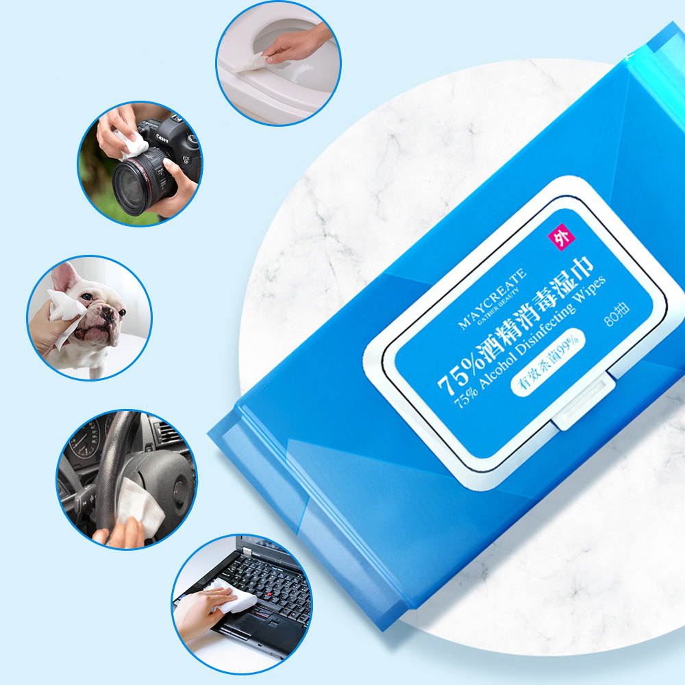 80 Pcs 1 Pack of Medical Alcohol Disinfection Wipes, Disposable Antibacterial Detergent for Home Office Travel, Hand Cleaning, Children's Toys, Mobile Phones, Computers, Tablets, Gamepads, Headphones