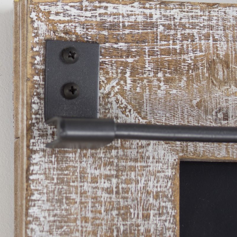 23.8" x 39.5" x 2" Wood and Metal Chalkboard Magnet Message and Memo Board With Sliding Barn Door Brown - American Art Decor