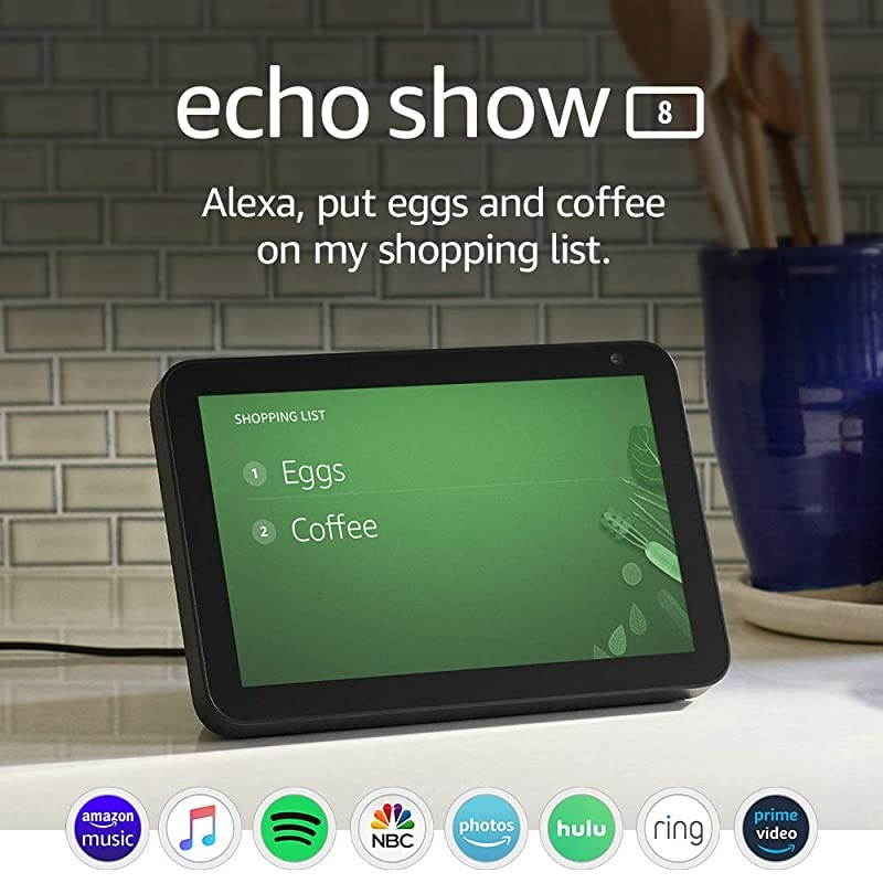 Show 8 (1st Gen, 2019 release) -- HD smart display with Alexa &ndash; stay connected with video calling - Charcoal