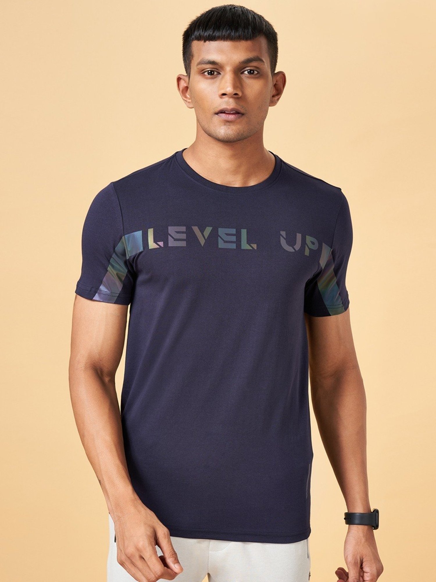 Ajile by Pantaloons Navy Slim Fit Printed T-Shirt
