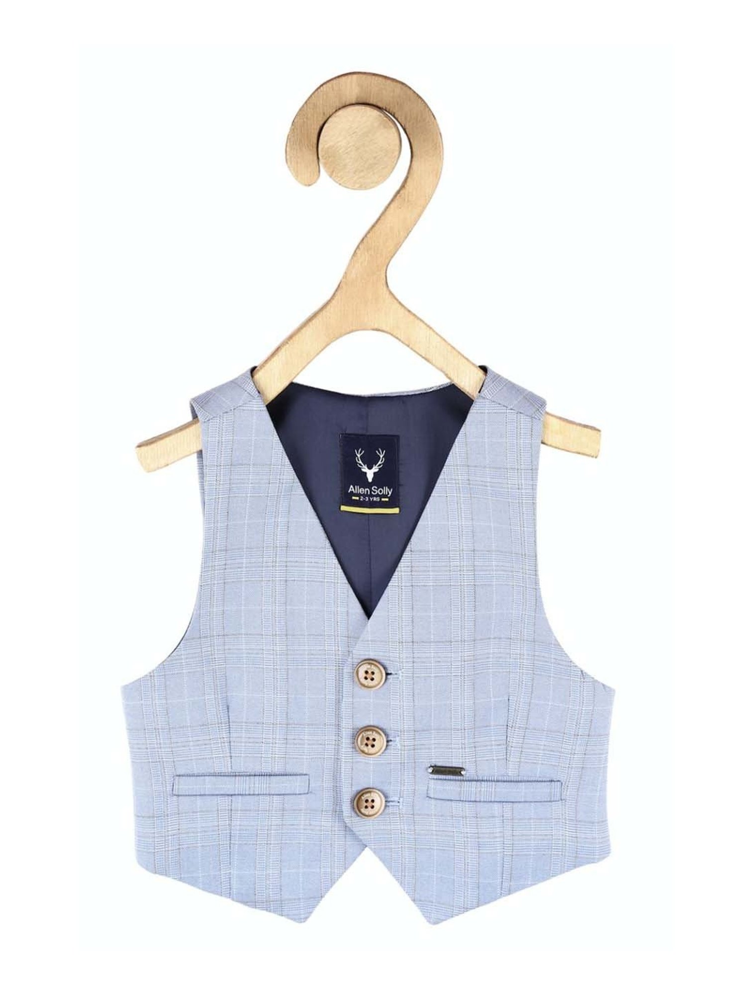 Allen Solly Junior Blue Chequered Waistcoat