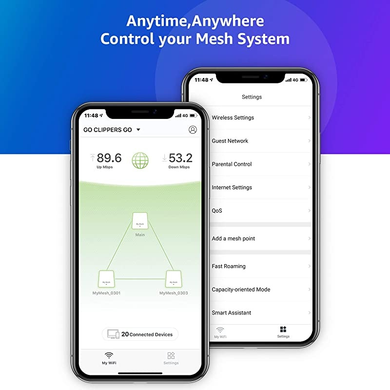 M1 Whole Home Mesh WiFi System 2 Pack 2020 Upgraded WiFi Performance Dual Band Wireless Mesh Router Max WiFi Coverage 6+ Bedrooms 2 Pack