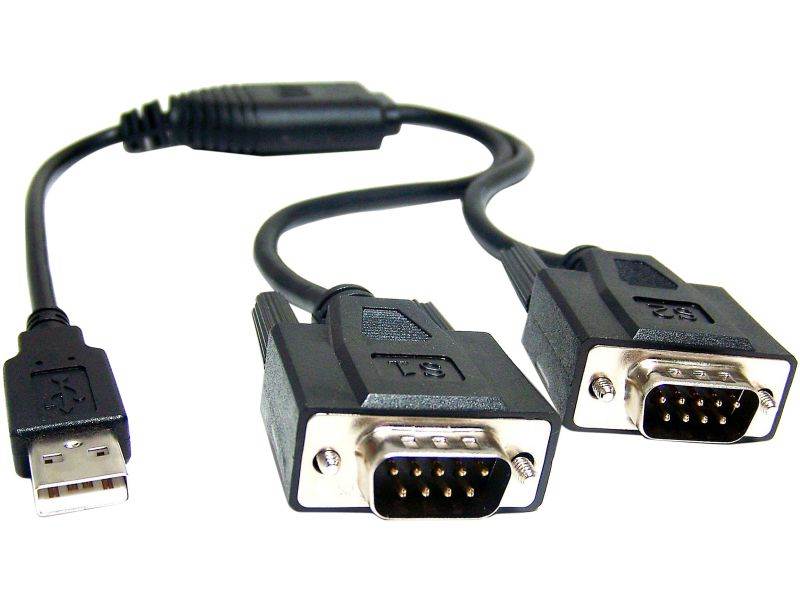 Micro Connectors E07-162 Dual USB to DB9 Serial Adapter