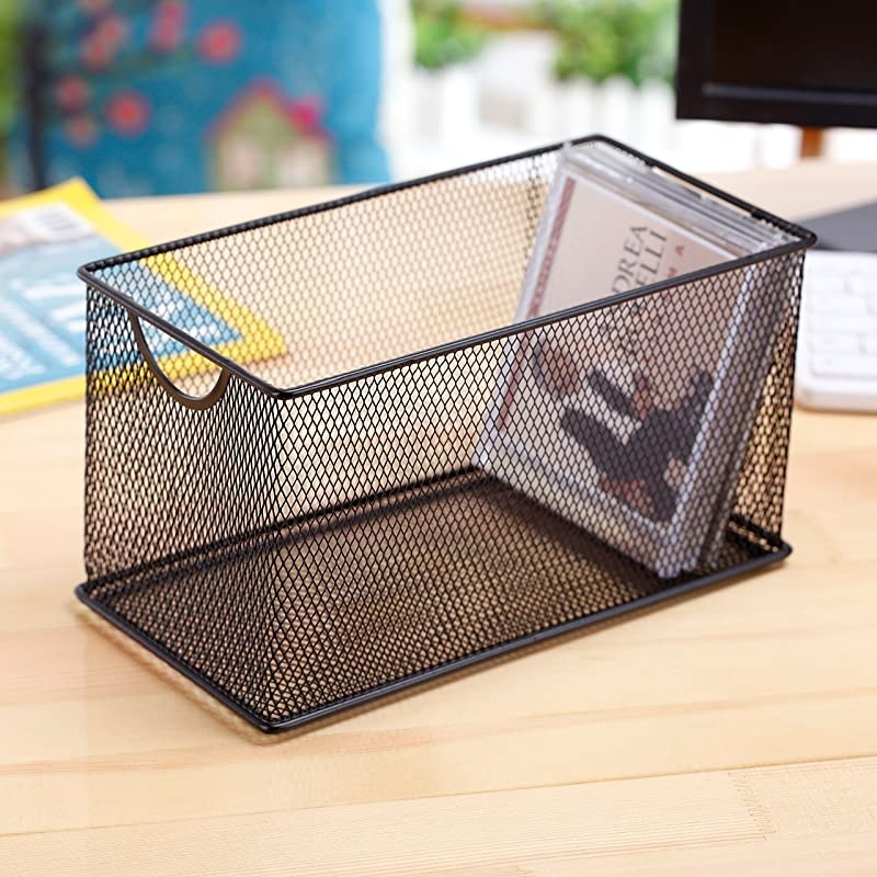 Mesh Metal CD Holder Box Organizer, Open Storage Bin, Set of 2