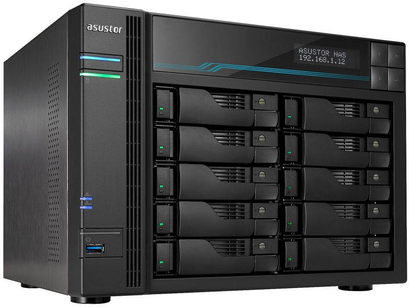 Asustor AS7110T | Lockerstor 10 Pro | Enterprise Network Attached Storage | 3.4GHz Quad-Core, One 10GbE Port, Three 2.5GbE Port, 8GB RAM DDR4 (10 Bay Diskless NAS)