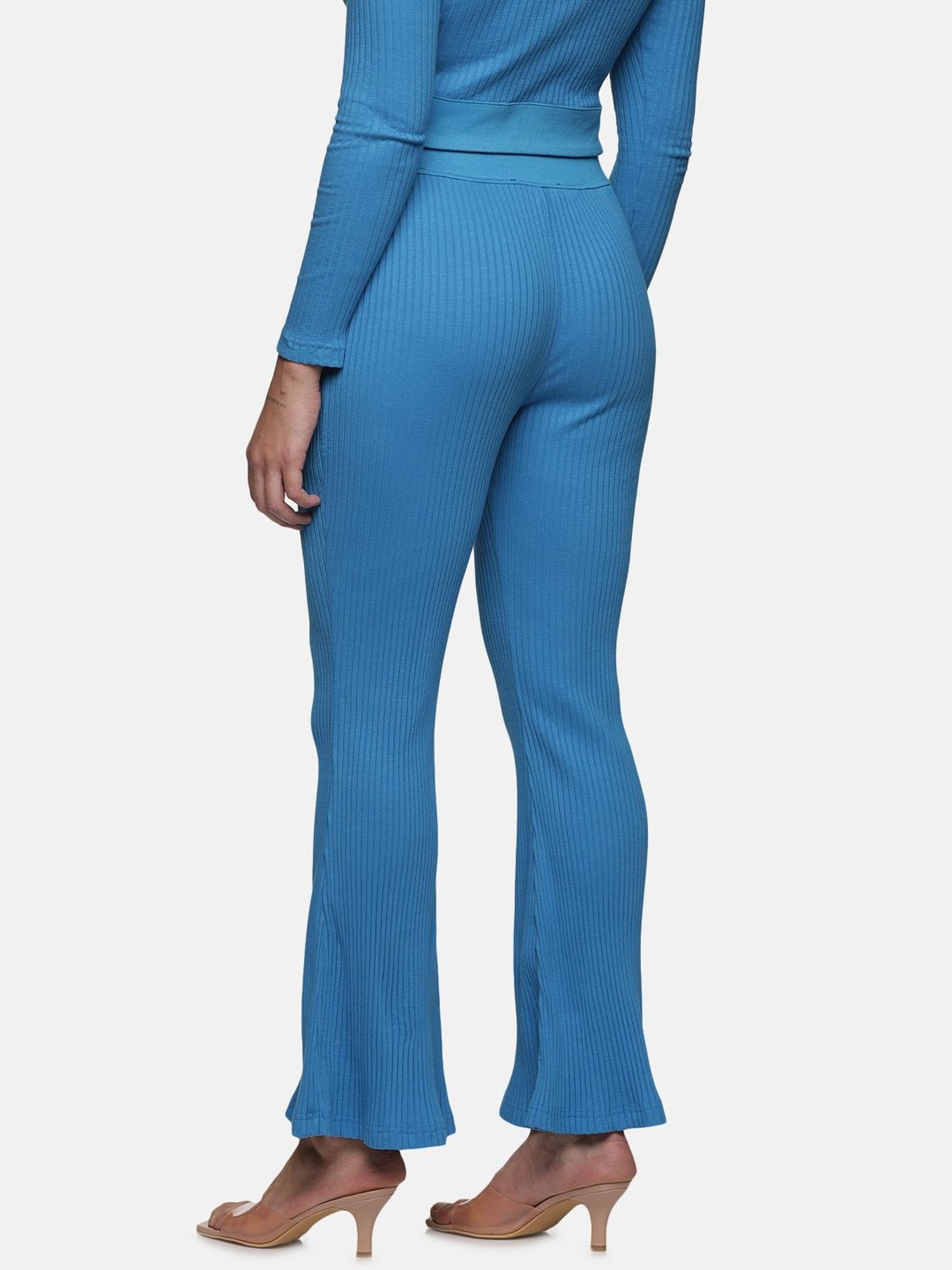ISU Vivid Blue Cotton Slim Fit High Rise Pants