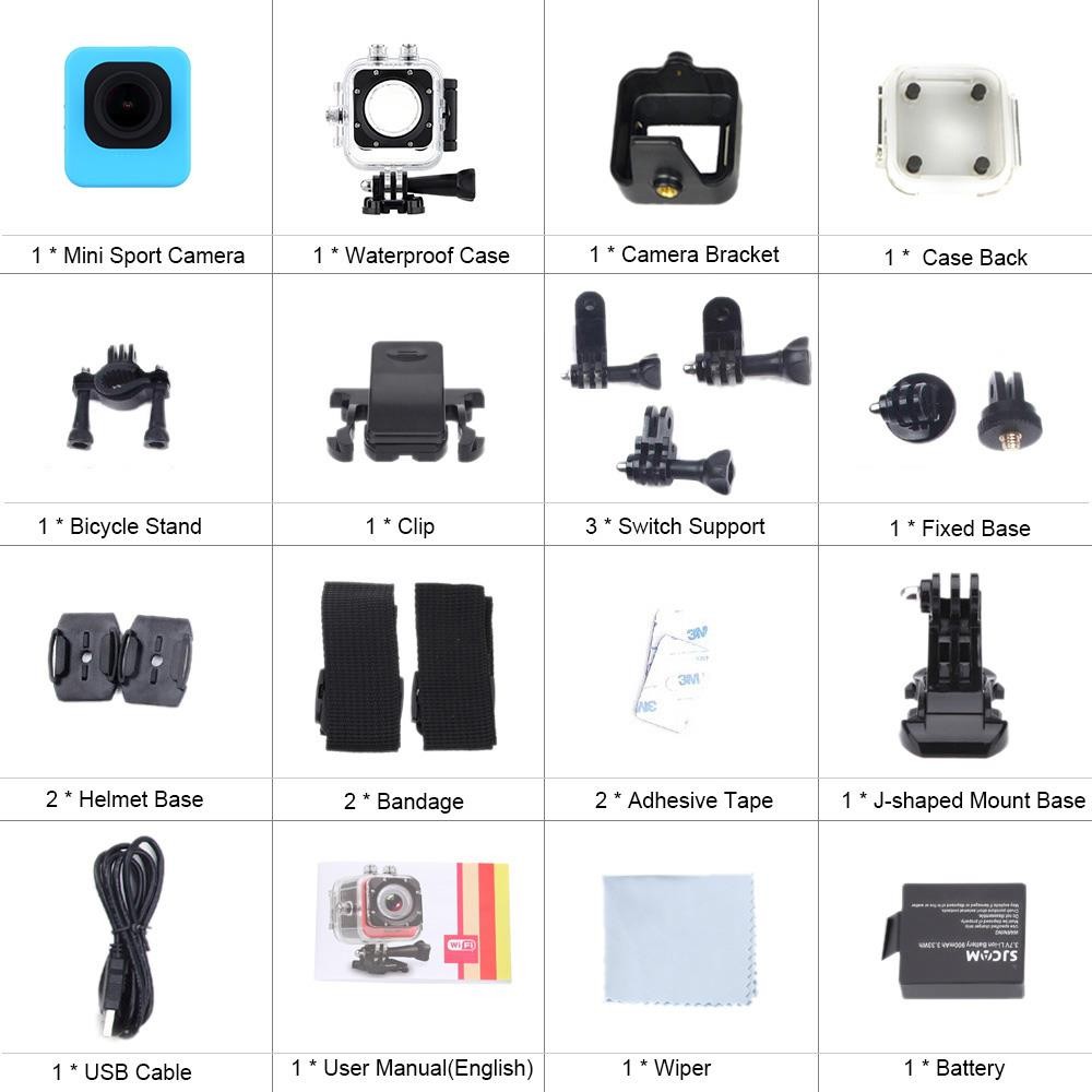 SJCAM M10 WIFI Version Novatek 96655 12MP 1080P Cube Mini Sports Action Camera - 1.5" LCD 170 Degree Wide Lens Waterproof Diving HD Camcorder AV Yellow