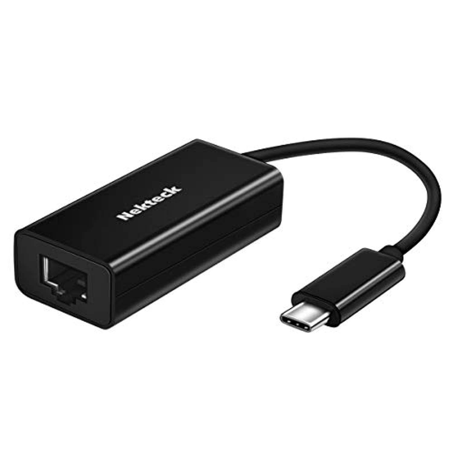 nekteck usb c to rj45 gigabit ethernet port lan network adapter, 10/ 100 / 1000mbps thunderbolt 3 port compatible, macbook pro 2016,2017, chromebook pixel and more