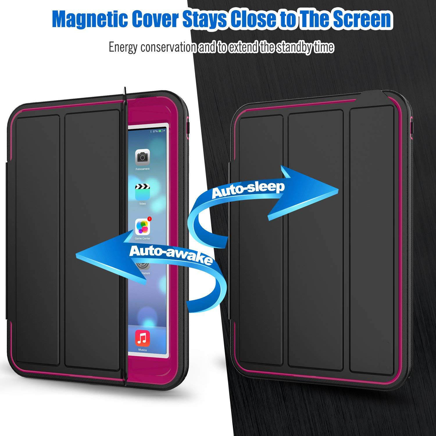 Werleo iPad Mini 1 2 3 Case Three Layer Shock Proof Protective Case for Kids Adults Smart Cover Auto Sleep Wake & PU Leather Folio Stand Function iPad Mini 1st 2nd 3rd Generation