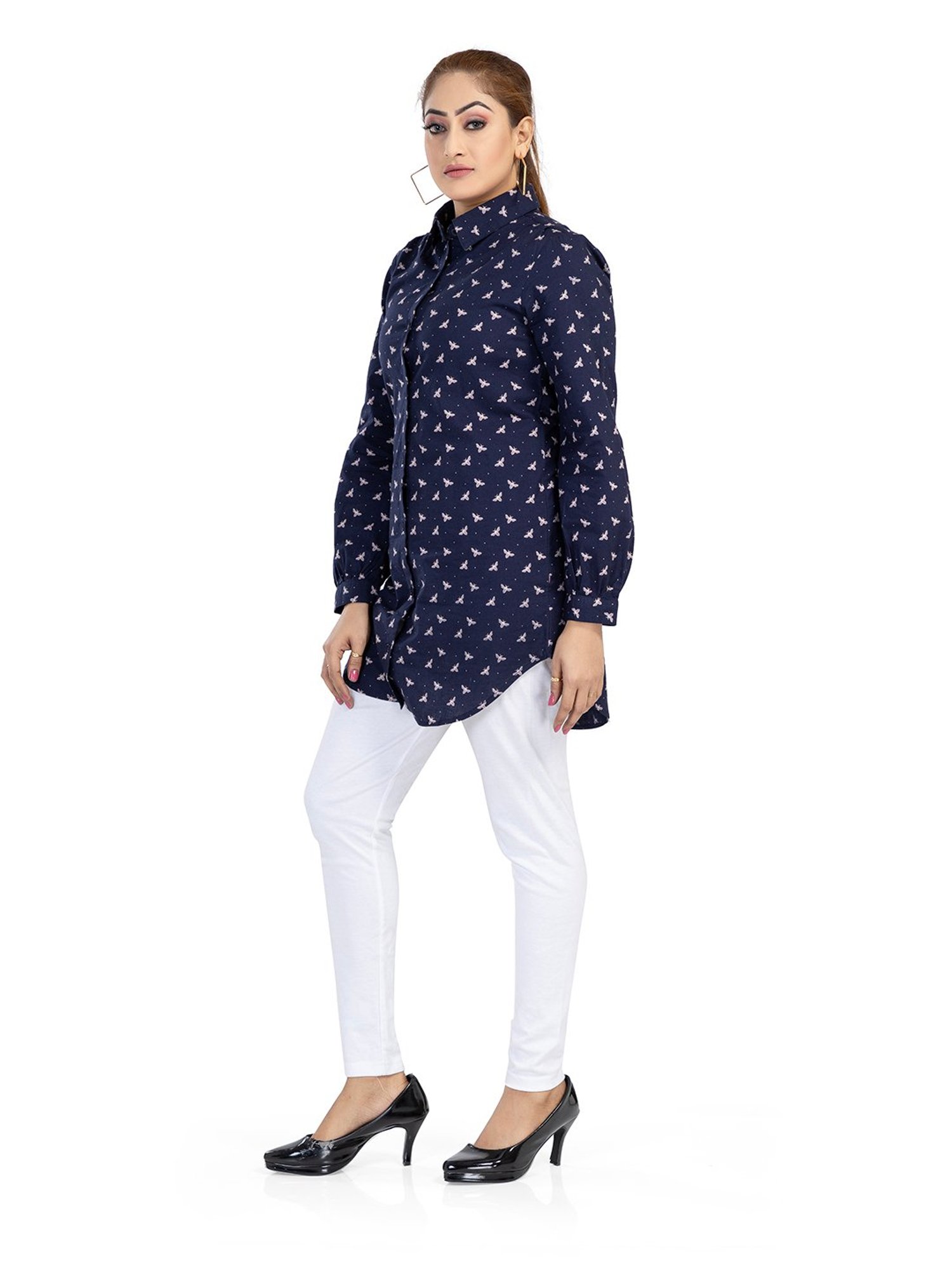 Nino Bambino Dark Blue Printed Long Shirt