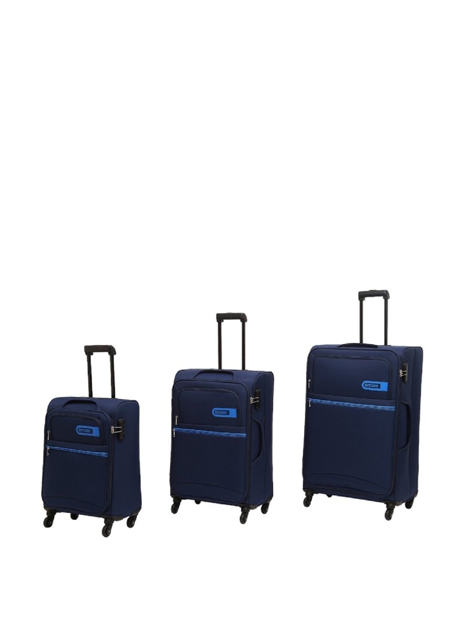 Citizen Journey Pulse Navy Blue Solid Trolley Bag Pack of 3 - 58 Cms, 68 Cms & 78 Cms