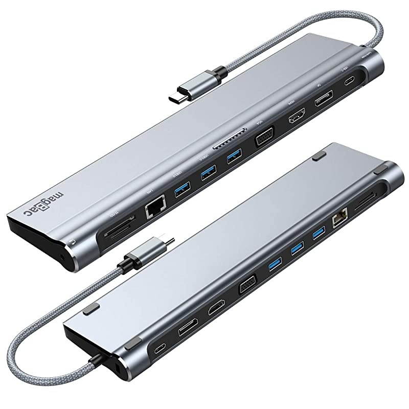 Docking StationDual Monitor USB C Dock with 3 USB 30 Ports 4K HDMI DisplayPort VGA Gigabit EthernetSDTF Slots 35mm AudioMic100W PD Port Lock Hole for FullFeatured USB C s