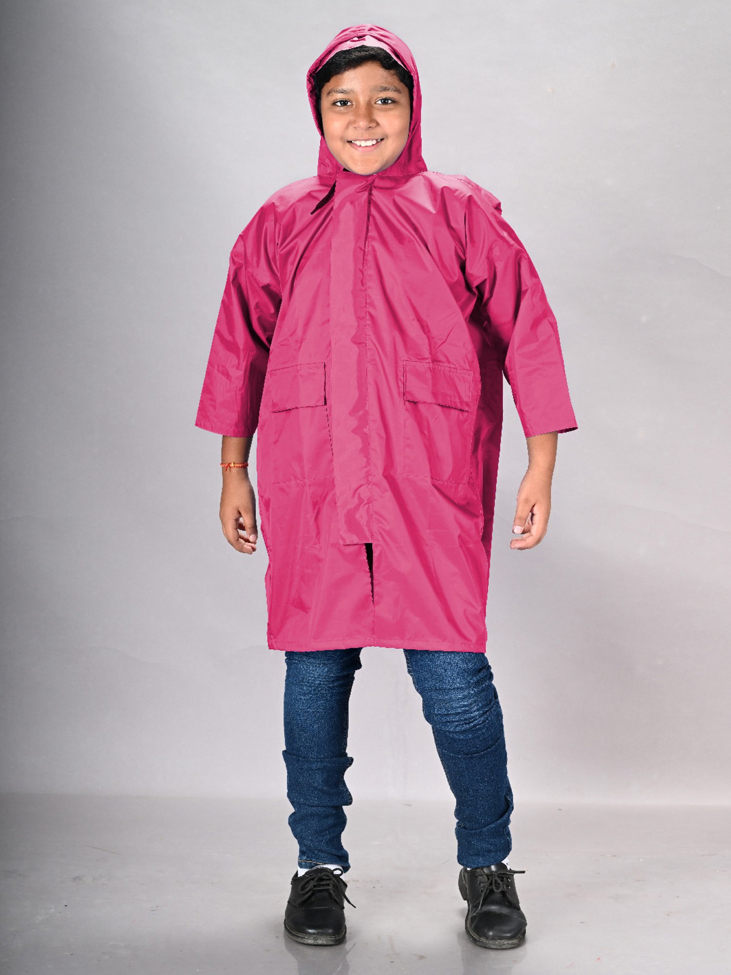 Little Surprise Box Kids Pink Printed Full Sleeves Raincoat