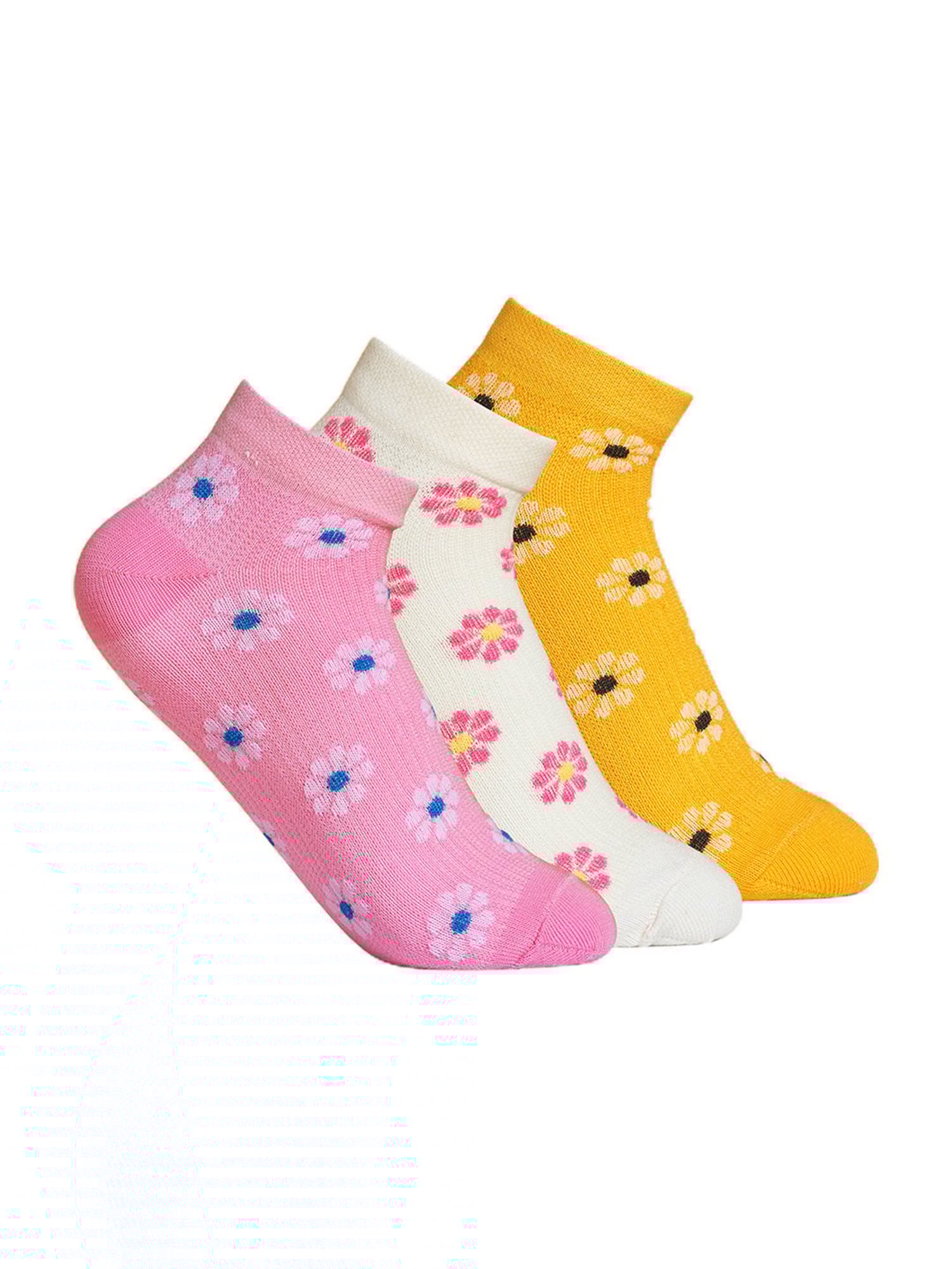 Honey by Pantaloons Multicolor Cotton Floral Socks - Set of 3