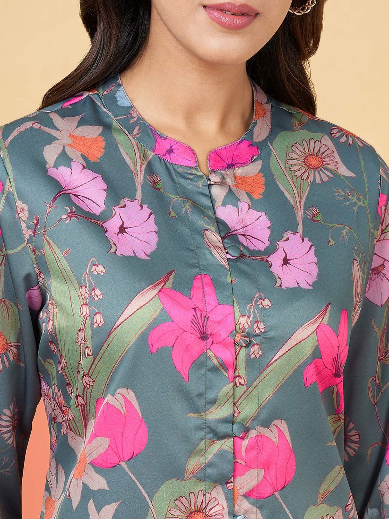 Rangmanch by Pantaloons Grey Printed Kurta Palazzo Set