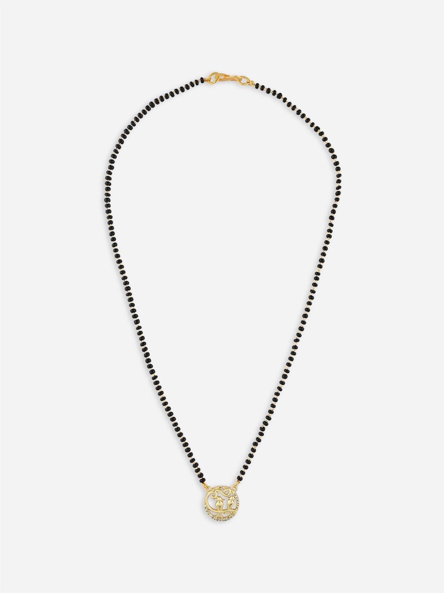 Fida Traditional Black Gold-Plated Bird Cuddling Manglsutra