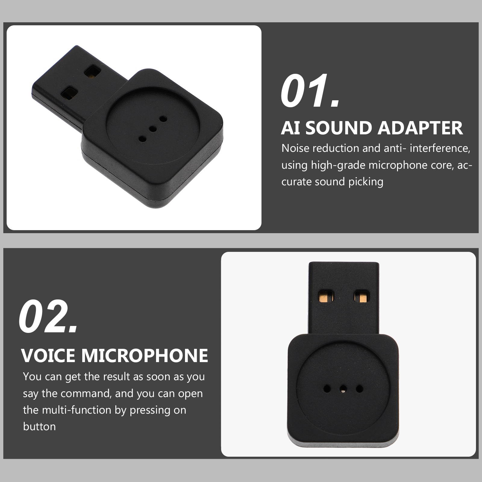 1Pc External Sound Adapter Voice Microphone Intelligent Microphone for Office Work Businessmen Entertainment