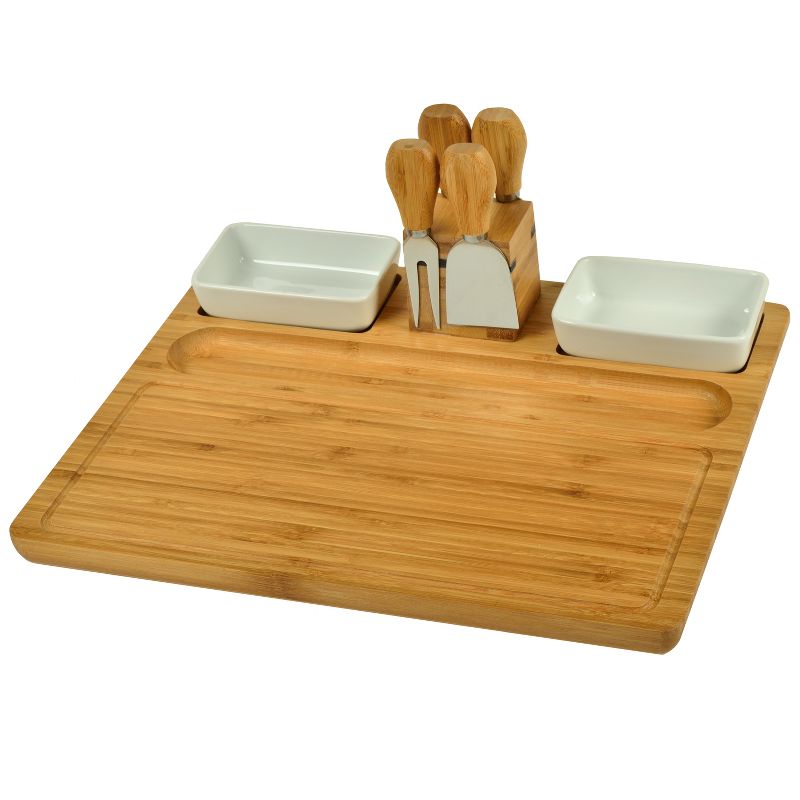 Picnic at Ascot Large Bamboo Cheese Board/Charcuterie Platter with Tools, Bowls, & Markers