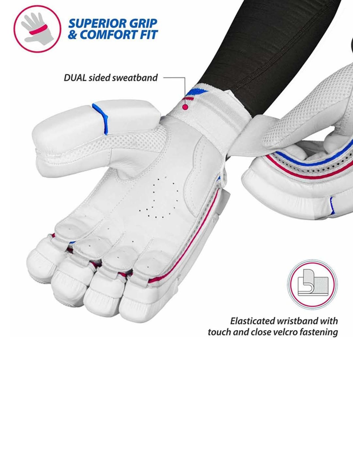 DSC Intense Frost Leather Cricket Batting Gloves Size - Youth