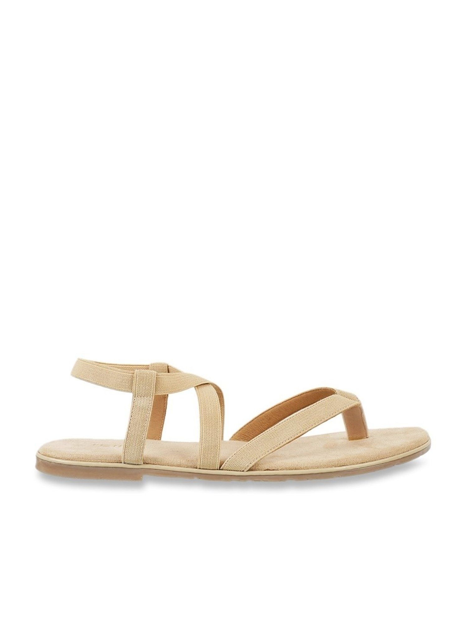 Metro Women's Beige Cross Strap Sandals