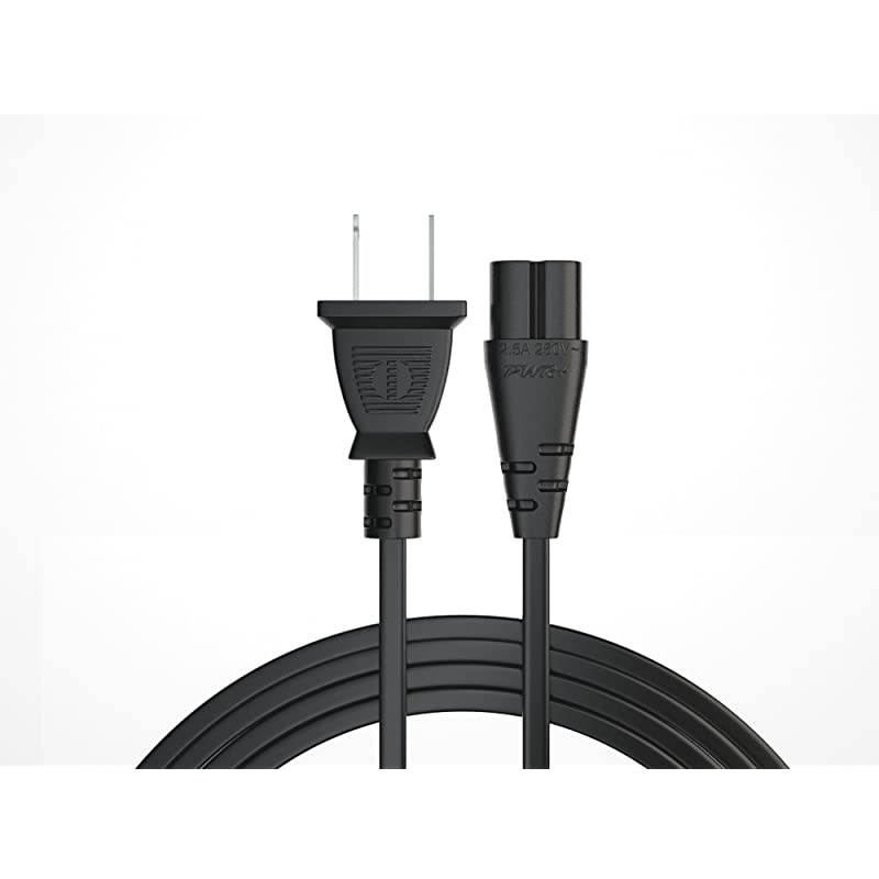 AC Cable Replacement Power Cord 2 Prong 6 Feet (Black)