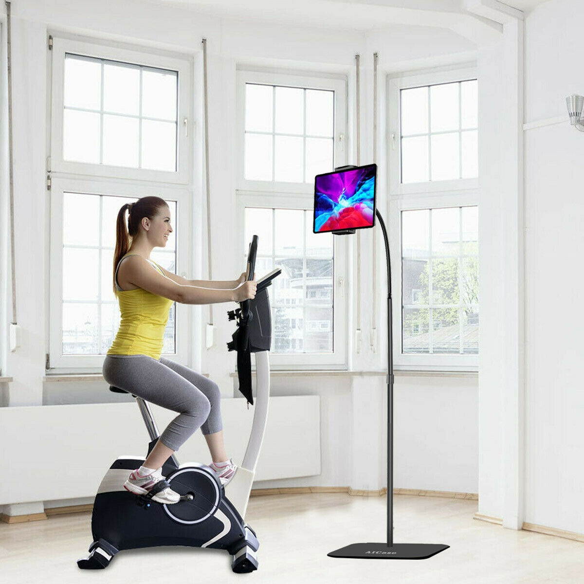 Height Adjust Gooseneck Floor Stand Tablet iPad Kindle Cell Phone Mount Holder