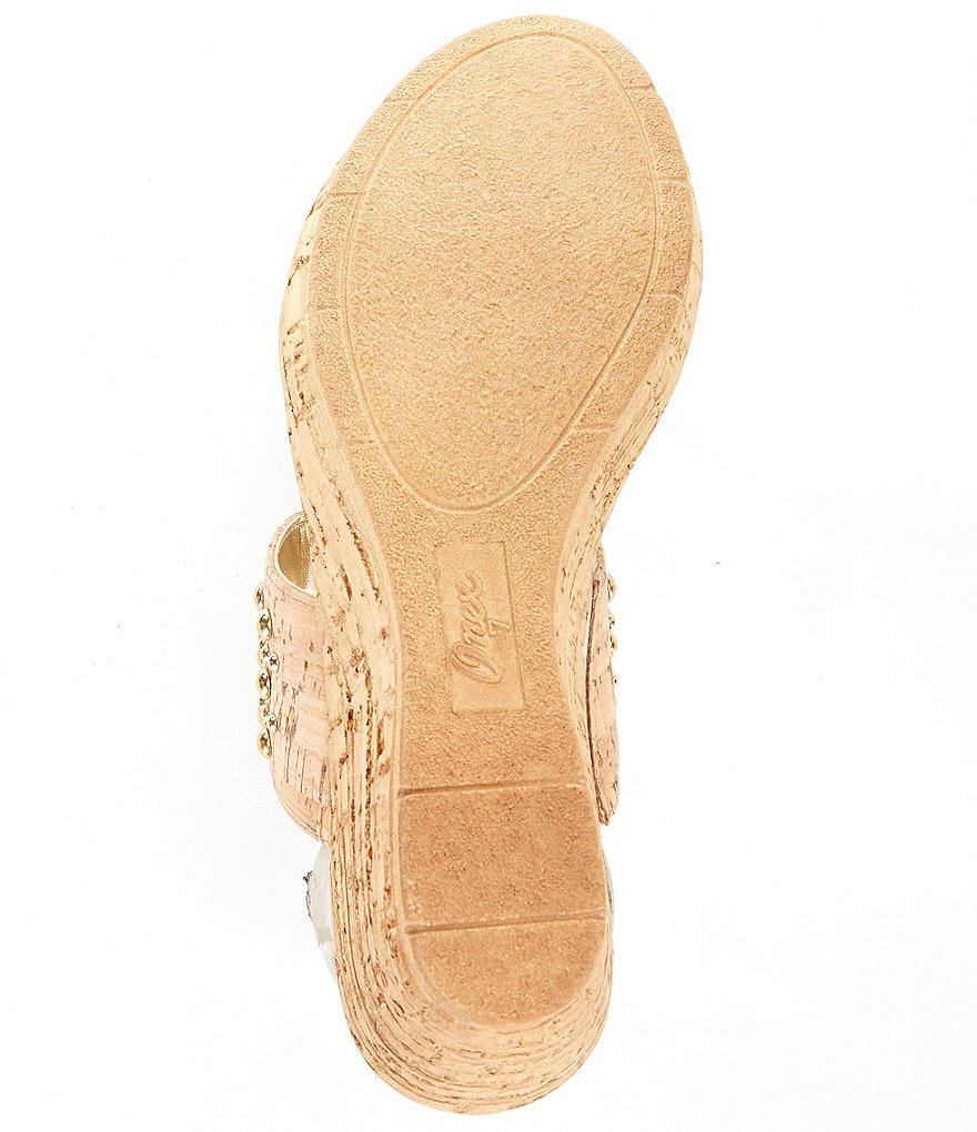 Onex Lin Toe Ring Cork Wedge Sandals