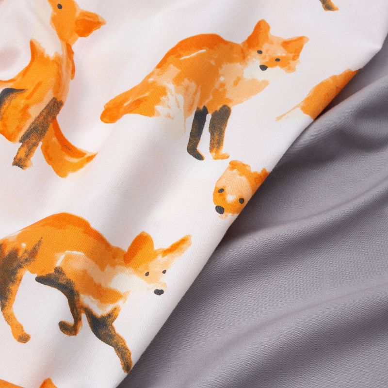 Crib Fitted Sheets Fox and Gray Solid - Cloud Island™ Gray/Orange/White 2pk