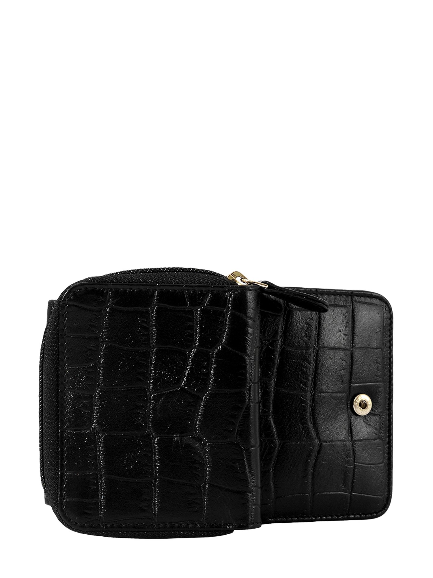 Eske Black Animal Effect Zip Around Wallet for Women