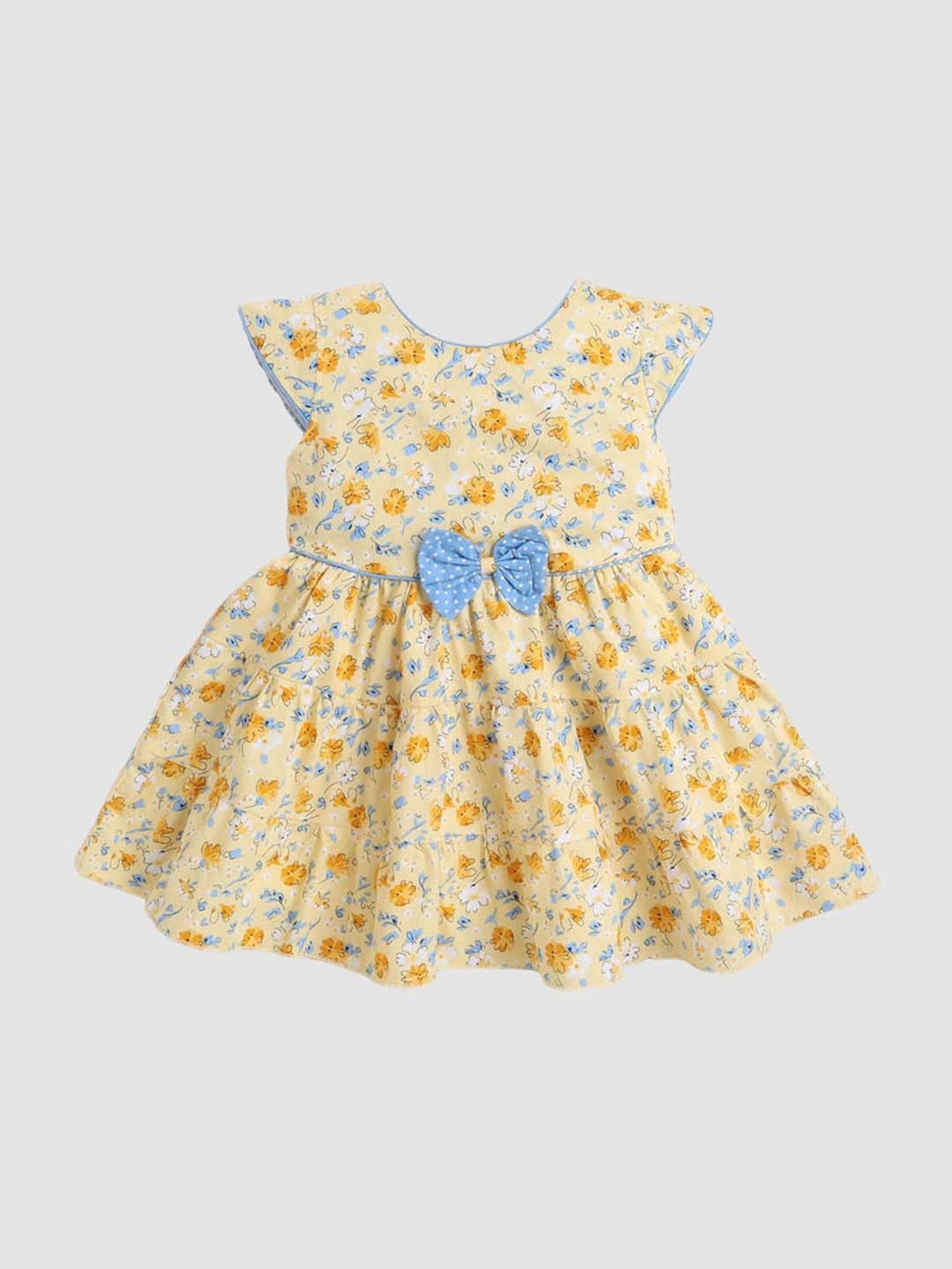 The Magic Wand Kids Yellow Polyester Printed Casual Dress