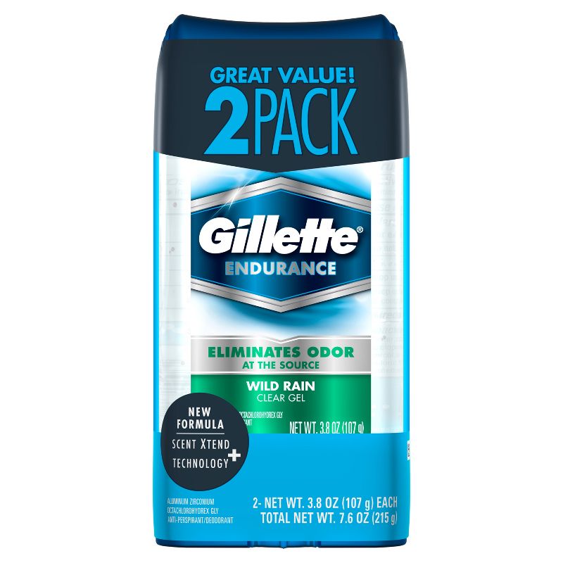 Gillette Wild Rain Clear Gel Men's Antiperspirant & Deodorant Twin Pack - 7.6oz