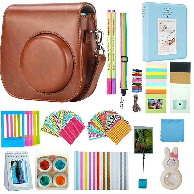 17 in 1 Mini 9 Accessories Compatible for Fujifilm Instax Mini 9 Instant Film Camera Shining Silver