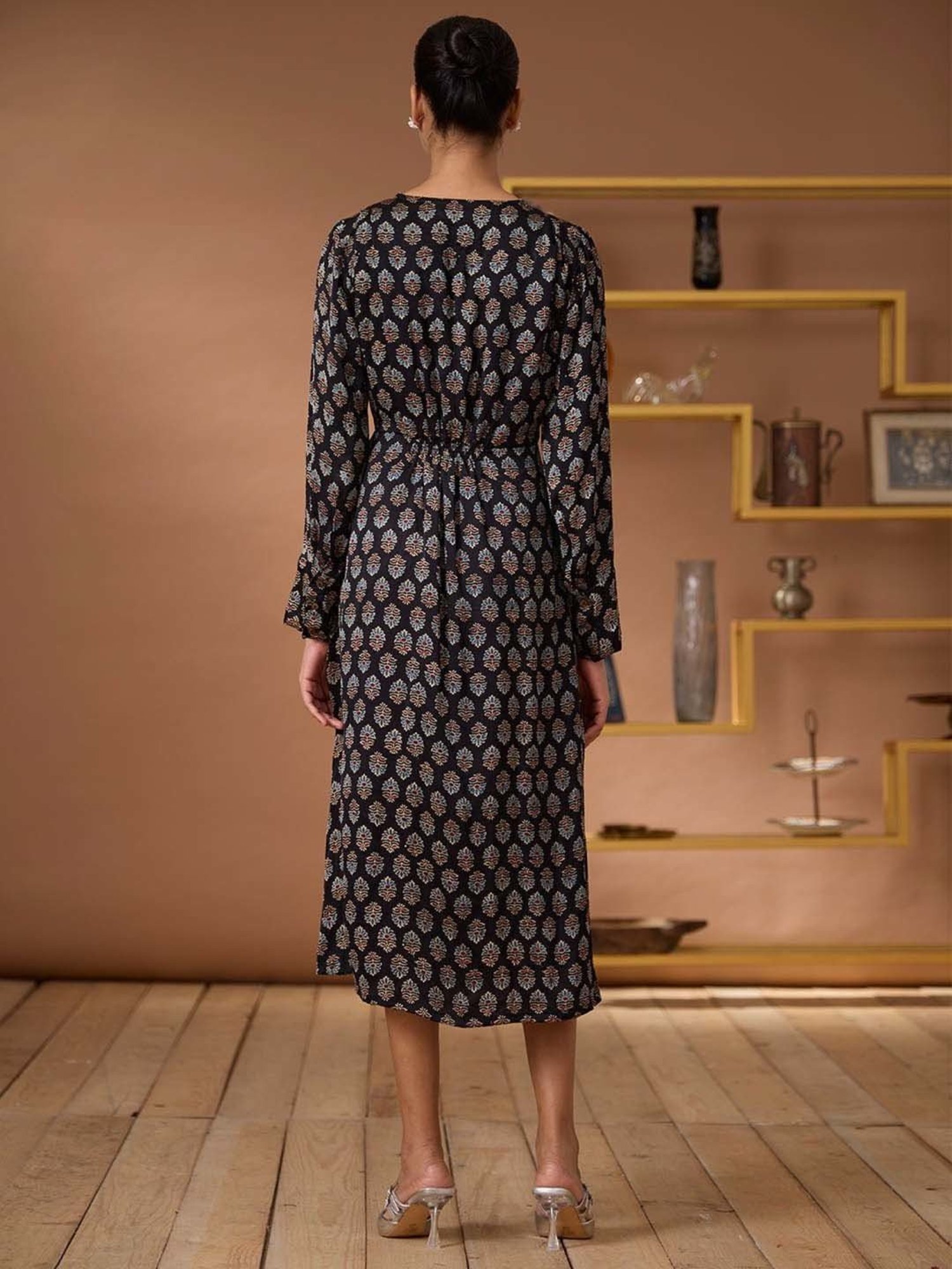 Okhai Black Printed Ethnic Dress