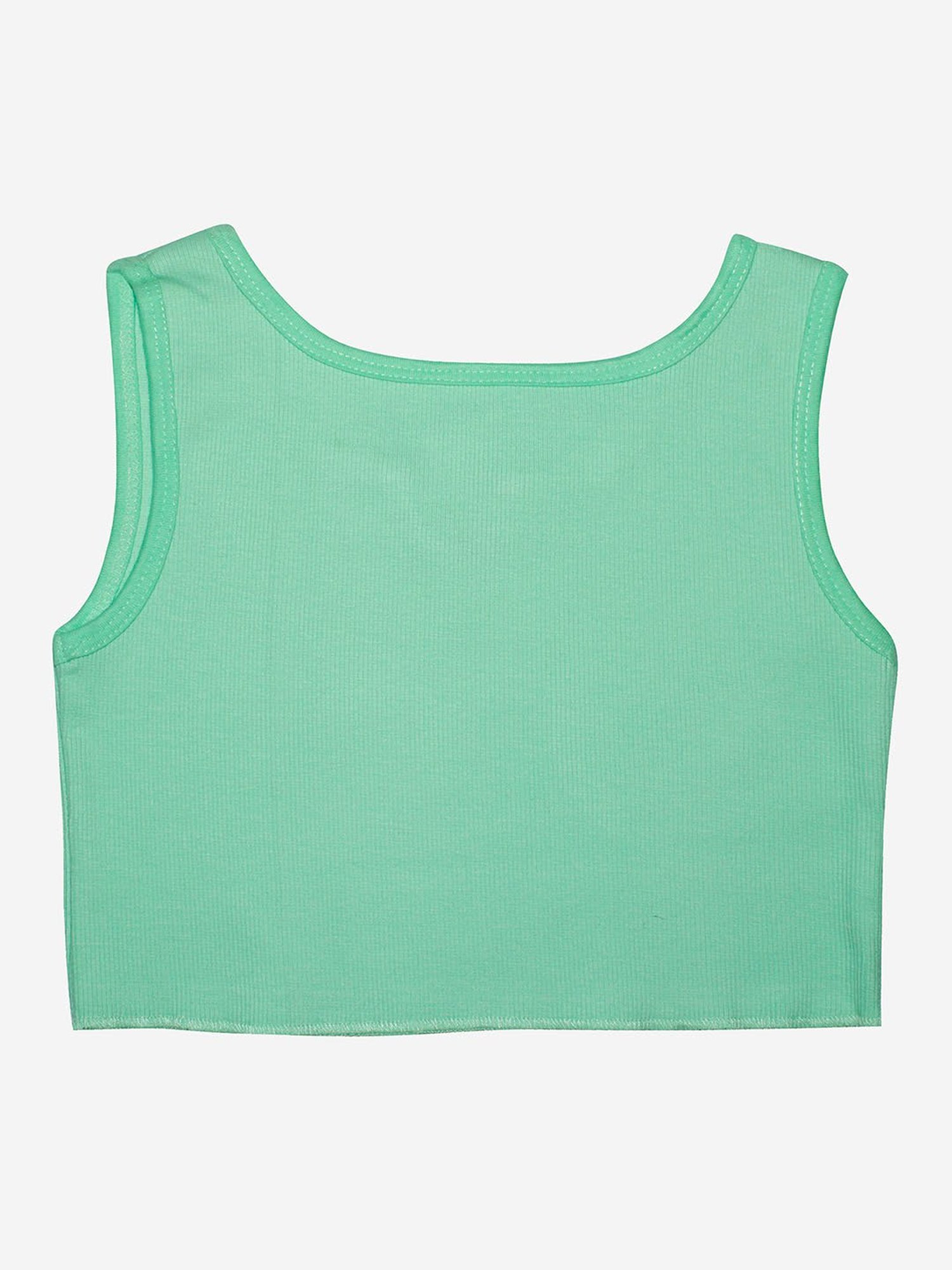 Kiddopanti Kids Light Green Solid Crop Top