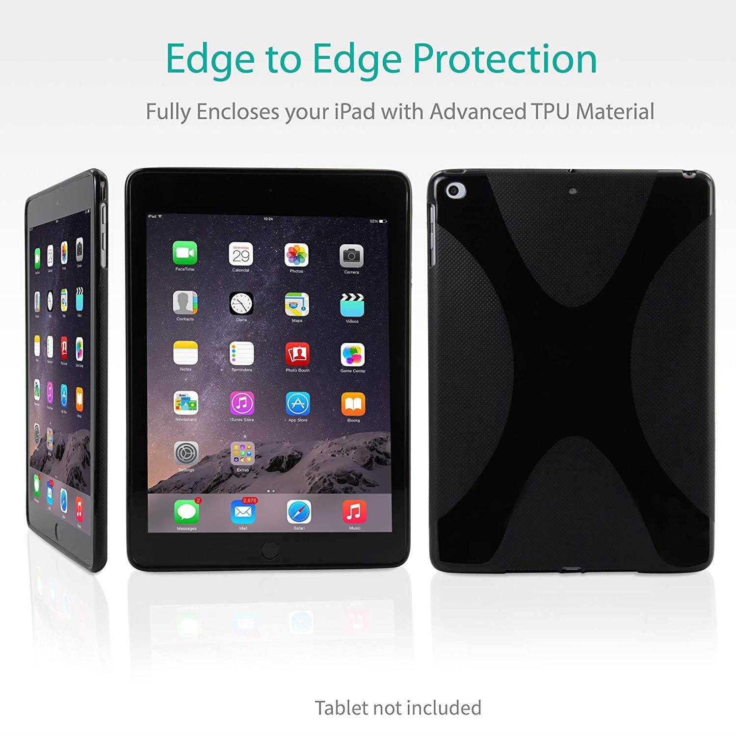 BoxWave Apple iPad (2017) Case, [Bodysuit] Premium Textured TPU Rubber Gel Skin Case for Apple iPad (2017), (2018) - Jet Black