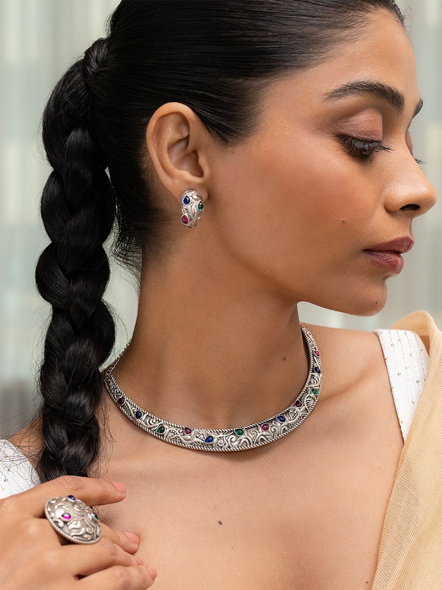 Shaya 92.5 Sterling Silver Feeling Suramya Necklace for Women