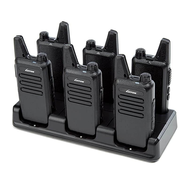 Mini Walkie Talkies Rechargeable UHF Channel with Micro USB Charging LT-316 Uhf(6 Pack) with Six Way Gang Charger