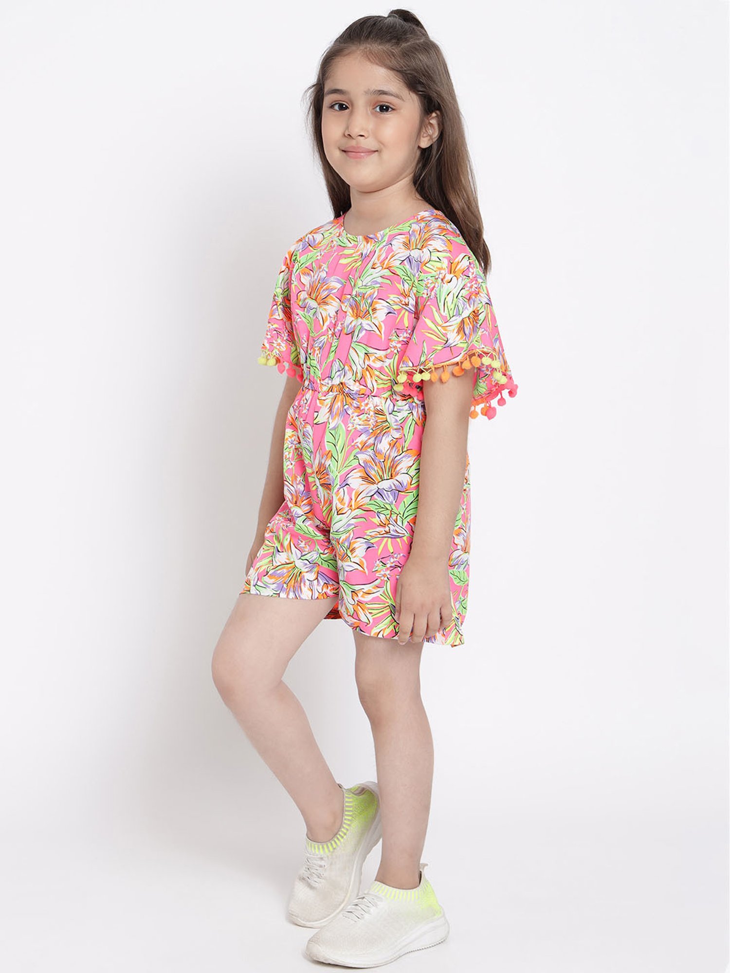 Nauti Nati Kids Pink Printed Jumpsuit