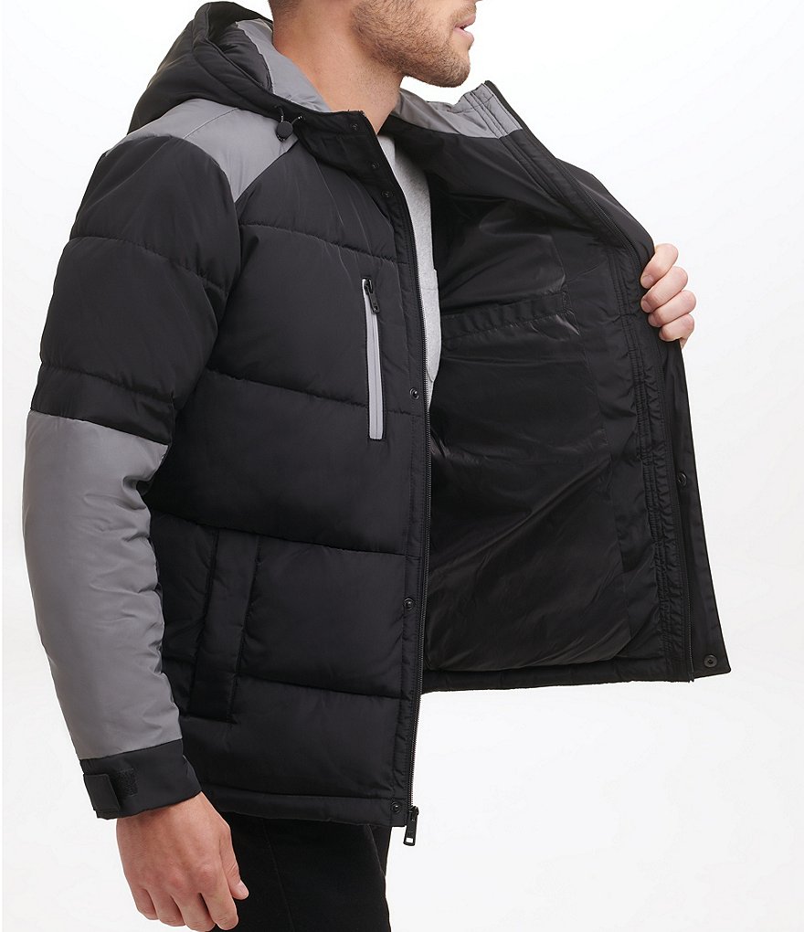Kenneth Cole New York Long-Sleeve Mixed-Media Hooded Puffer Jacket