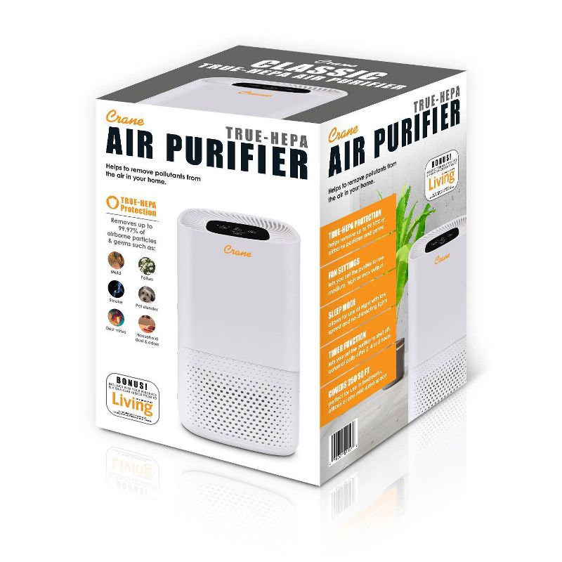 Crane True HEPA Filter Air Purifier - White
