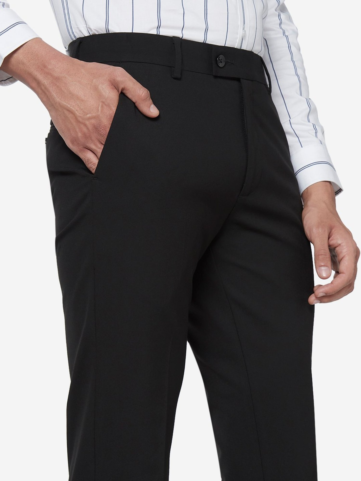WES Formals by Westside Black Ultra Slim Fit Trousers