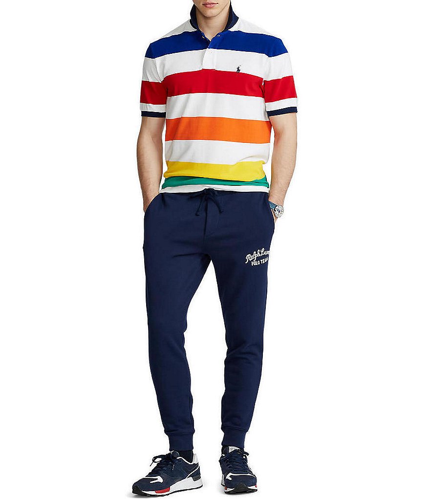 Polo Ralph Lauren Classic-Fit Multi-Color Stripe Mesh Short-Sleeve Polo Shirt