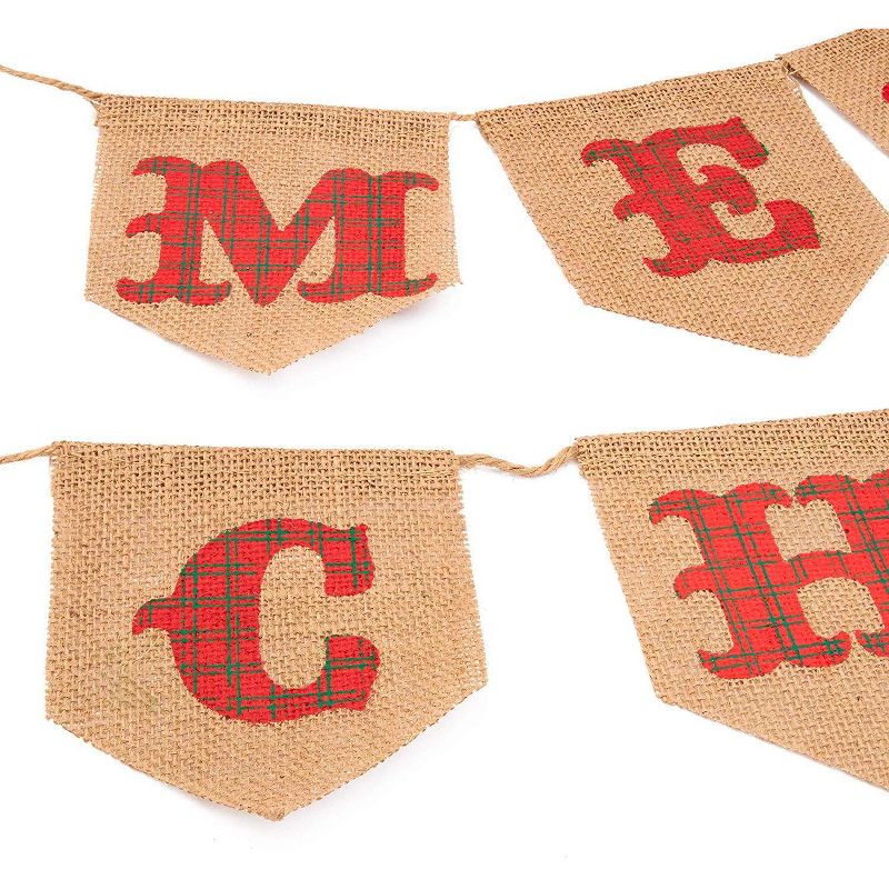 Sparkle and Bash "Merry Christmas" Burlap Jute Banner Party Garland for Wall Decor, 10 Feet
