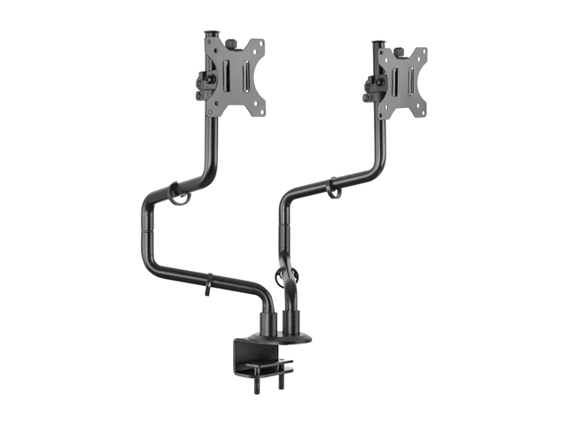 inland 05297 Black 17" - 32" Dual Full Motion Monitor Desk Mount
